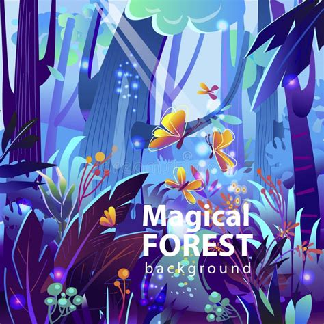 Magical Forest Vector Fairy Tale Background Stock Photo Image Of