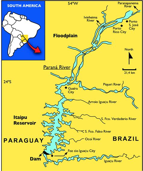 Map Of South America And Brazil Identifying The Upper Paraná River