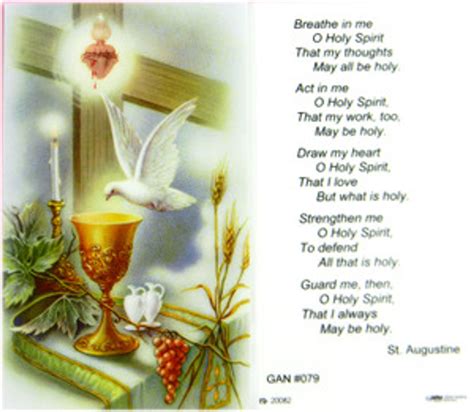 Holy Spirit Prayer Of St Augustine Laminated Holy Card