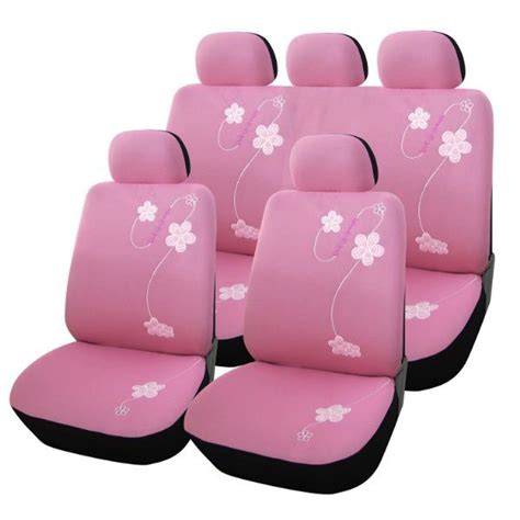 Adeco Cv0147 Whole Set Of 9 Piece Car Vehicle Seat Covers Pink
