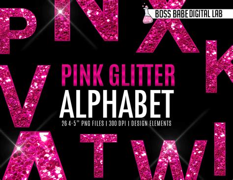 Pink Glitter Alphabet Letters Digital Clipart By Jwillustrations My