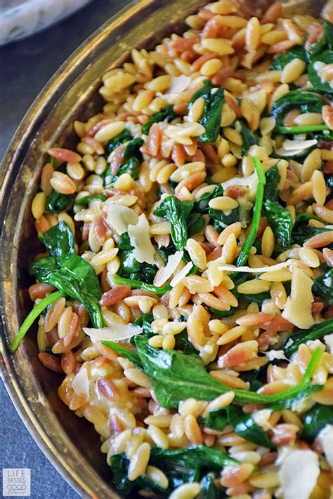 Orzo Pasta With Spinach And Parmesan Is An Easy Recipe Using Fresh