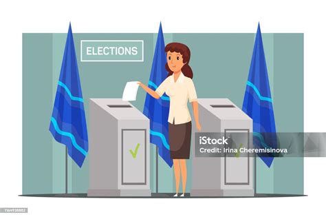 Woman Putting Ballot In Voting Box Illustration Stock Illustration Download Image Now Mayor