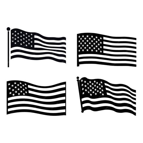 Colección De Silueta De Bandera De Símbolos Americanos Vector Premium