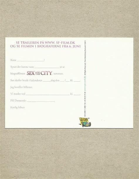 sex and the city advertising postcard from denmark
