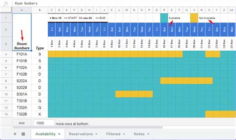 Booking form and calendar worksheet. Reservation And Booking Status Calendar Template In Google ...
