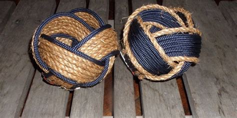 Nautical Decor Rope Bowl Basket 5 X 4 Knotted Navy Manila Ship By