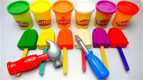 Learn Colors Play Doh Popsicle Ice Cream With Tools Learning Colors