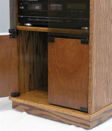 Modern Component Stereo Cabinet With Glass Doors 53 High Oak Maple