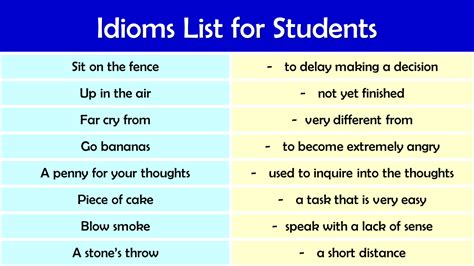 50 List Of Idioms For Students With Meaning And Examples Grammarvocab