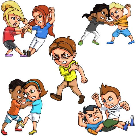 Kids Fighting Clipart Cartoon Vector Friendlystock
