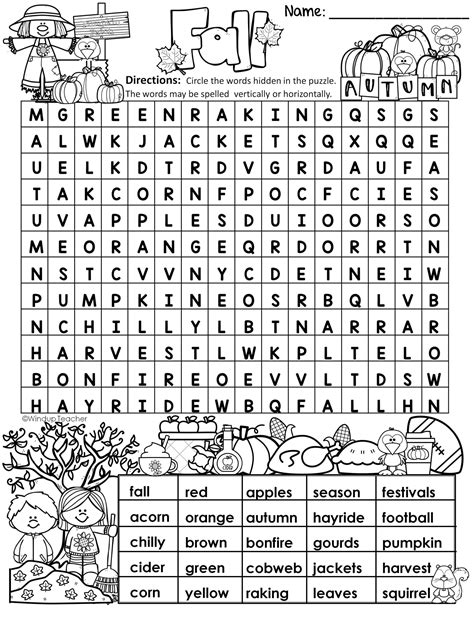 Fall Word Search Easy Puzzle Ready To Go Made By