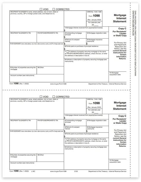 1098 Tax Form Mortgage Interest Copy C For Lender Discounttaxforms