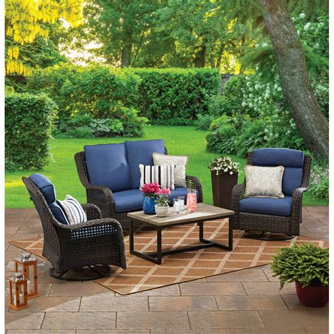 Better Homes And Gardens Ravenbrooke 4 Piece Patio Furniture Conversation Set Wicker With Swivel