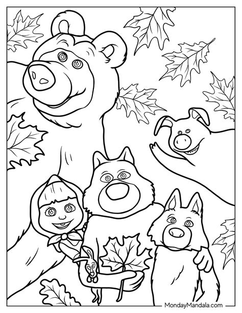 24 Masha And The Bear Coloring Pages Free Pdf Printables