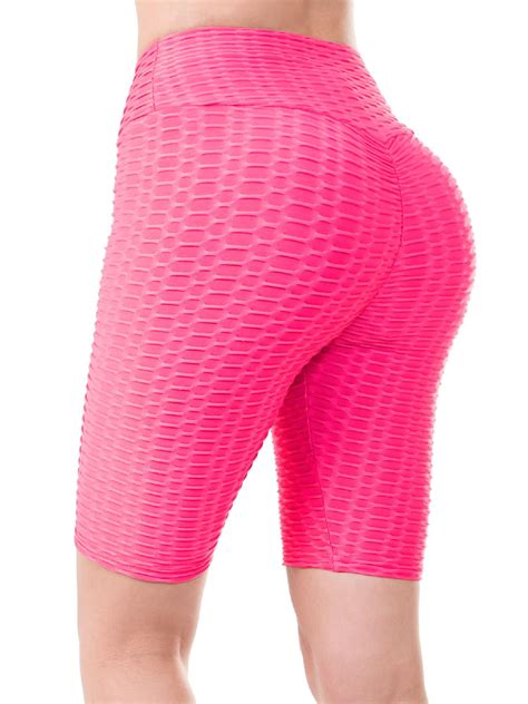 Mixmatchy Womens Solid High Waist Luxury Scrunch Butt Lifting Biker Shorts