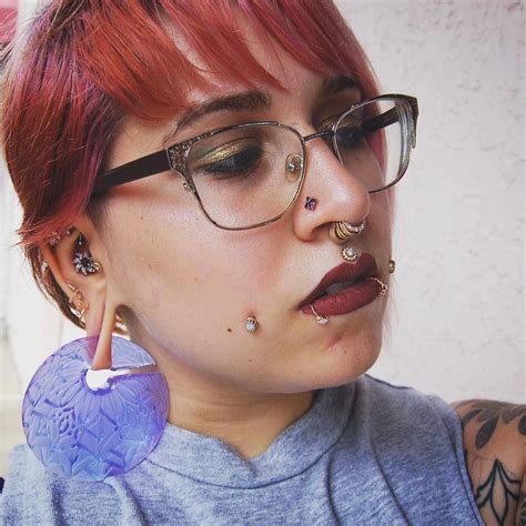 Girlswithpiercings Stretchedseptum Triple Helix Piercing Septum Piercing Piercings