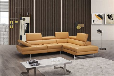 Elegant Modern Leather L Shape Sectional Washington Dc J M Furniture