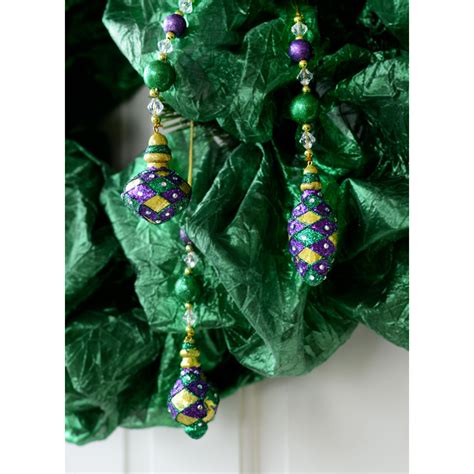 Mardi Gras Glitter Finial Ornaments Set Of 3 33620