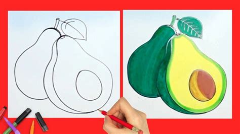 How To Draw Avocado Fruit Easy Youtube