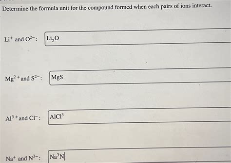 Solved Determine The Formula Unit For The Compound Formed