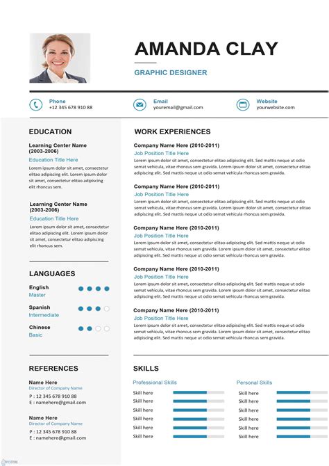 Modele Cv Gratuit A Telecharger Word Free Resume Templates You Can My