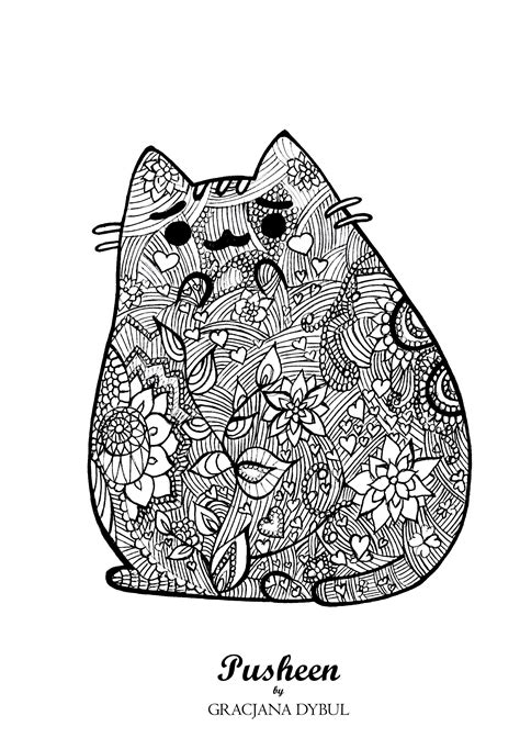 Kolorowanka antystresowa dla dorosłych ogród. Pusheen - kolorowanki #3 - GRACJANA DYBUL