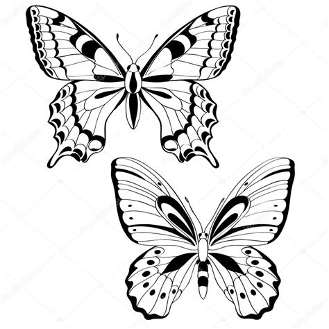 Mariposas vectoriales en blanco y negro ilustración vectorial