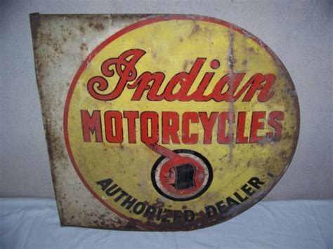 Rare Vintage 1930s Indian Motorcycles 2 Sided 26 Metal