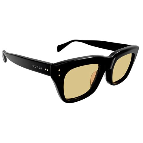 gucci yellow square mens sunglasses gg1365sa 002 50 in black yellow modesens