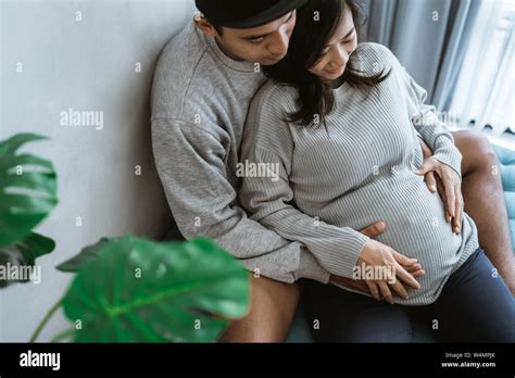 Happiness Husband And Wife Feel Pregnancy Stock Photo Alamy