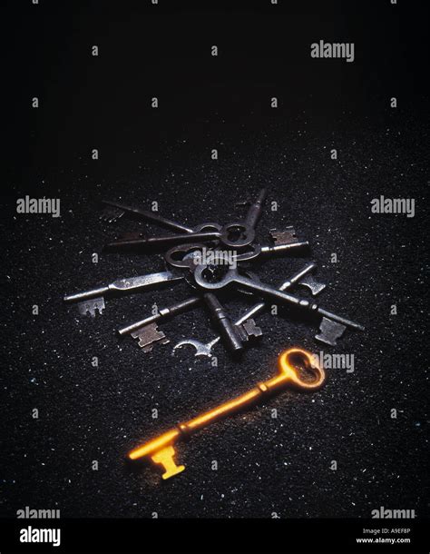A Gold Key Stands Out As A Solution To Unlocking A Problem Stock Photo