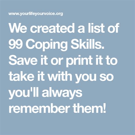 We Created A List Of 99 Coping Skills Save It Or Print It To Take It