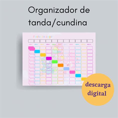 Organizador De Tandas Horizontal Formato De Tandas Etsy España