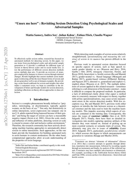Unsex Me Here Revisiting Sexism Detection Using Psychological Scales