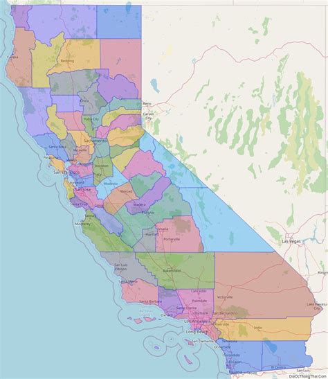 Printable Large Scale Political Map Of California Us State Map