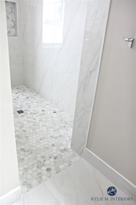 Because tiles are highly functional and versatile in nature, they still remain the best choice when it comes to bathroom remodeling after all of these years. walk-in-shower-with-marble-hexagon-tile-floor-marble-walls ...