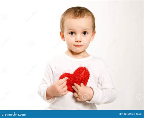 Boy With Red Heart Stock Image Image Of Event Heart 13045295