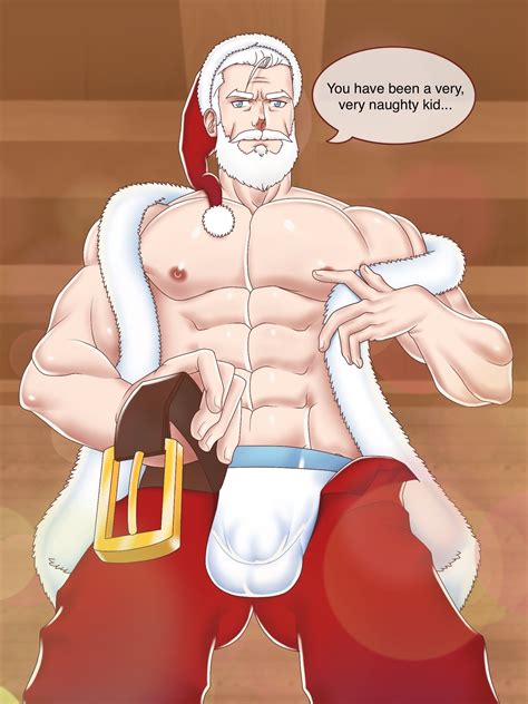 Rule 34 Arudesu Bulge Christmas Dialogue Looking Down Muscles Muscular Muscular Male Nipple