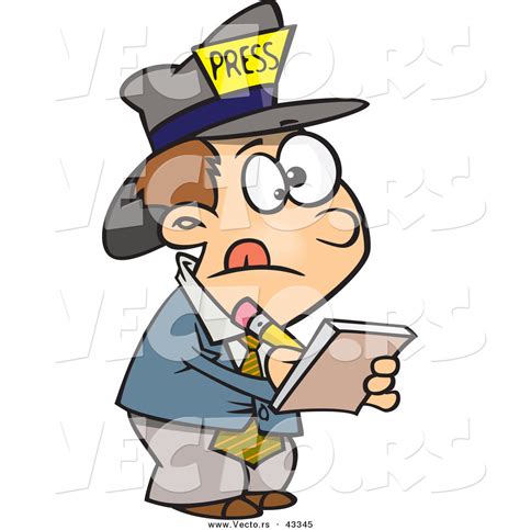 Vector Of A Observant Cartoon Reporter Boy Taking Notes By Toonaday