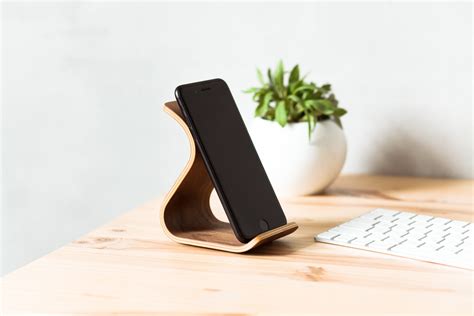 Set Of Two Handmade Wooden Phone Standsphone Wood Stand For Etsy