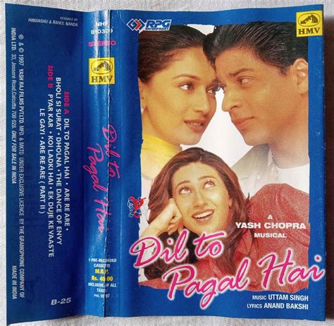 Dil To Pagal Hai Hindi Audio Cassette By Uttam Singh Tamil Audio Cd