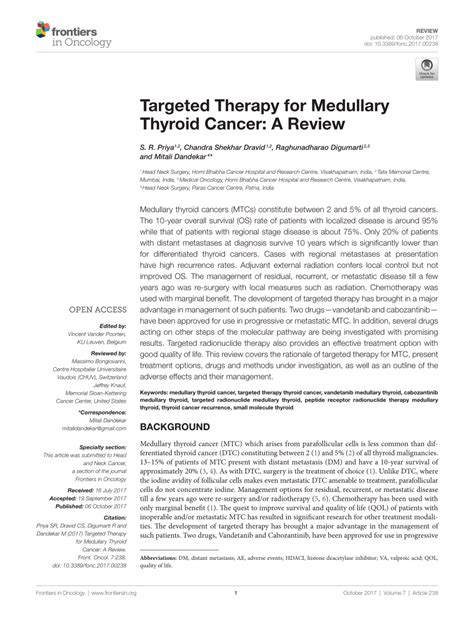 Pdf Targeted Therapy For Medullary Thyroid Cancer A Review