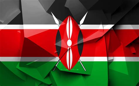 Download Wallpapers 4k Flag Of Kenya Geometric Art African Countries