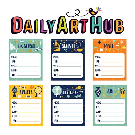 School Subject Planners Clip Art Set - Daily Art Hub - Free Clip Art Everyday