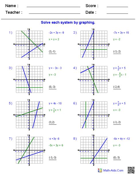Solve Systems Of Equations By Graphing Worksheet