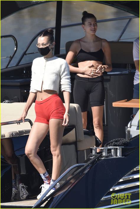 hailey bieber and bella hadid jet to italy enjoy a yacht day in their bikinis photo 4464826