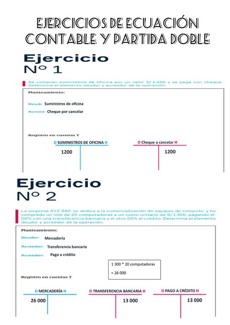 Ejercicios De Ecuación Contable Y Partida Doble Cheque Por Cancelar