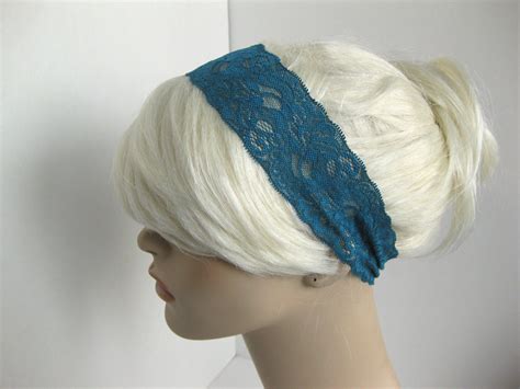 Stretch Lace Headband Blue Teal Flowers Head Wrap Women S Classic