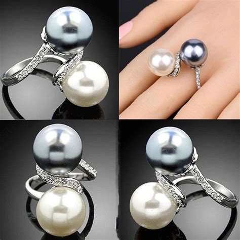 Buy Double Color Simulated Pearl Rings For Women